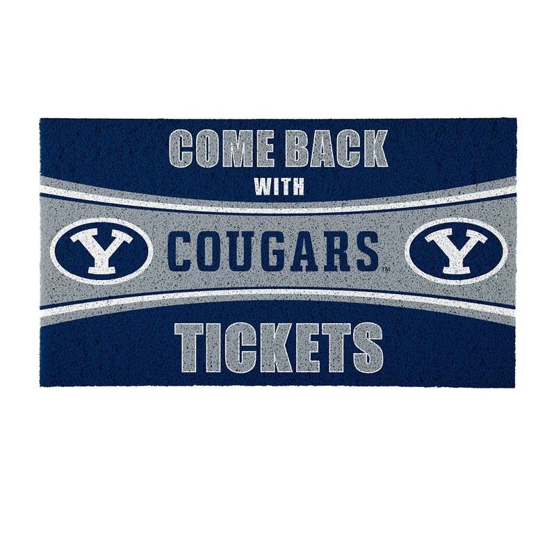 Brigham Young University 28 in. x 16 in. PVC "Come Back With Tickets" Trapper Door Mat