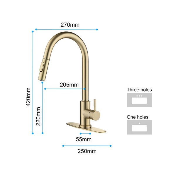 Touch Kitchen Faucet with Pull Down Sprayer, Stainless Steel High Arc Single Handle Smart Touch Pull Out Sprayer, Brushed Gold