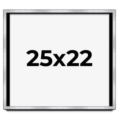25x22 Shadow Box Frame Silver | 1.375 Inches Deep Real Wood