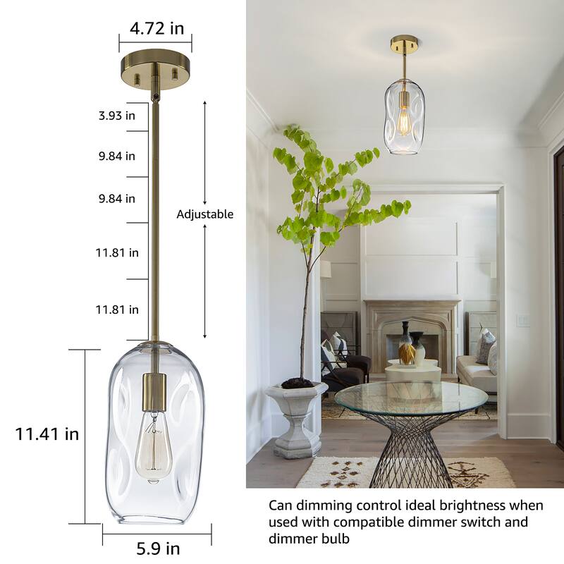 Starsky Modern Unique 1-light Abstract Clear Glass Pendant Light - Gold
