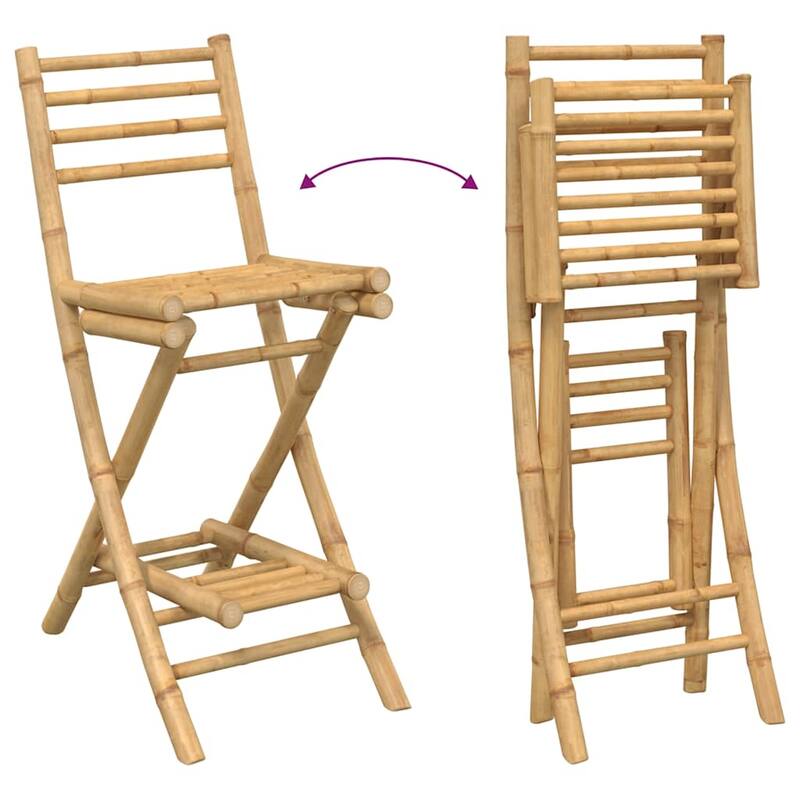 vidaXL Outdoor Bar Set Natural Bamboo Bamboo Medium Foldable