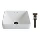 preview thumbnail 13 of 13, Kraus Elavo 16 1/4 in Square Ceramic Semi-Recessed Bathroom Sink White w/ Oil Rubbed Bronze Overflow Drain
