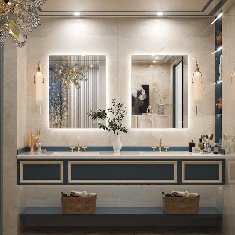 KEONJINN LED Backlit Bathroom Vanity Wall Mirror, Anti-Fog and Dimmable