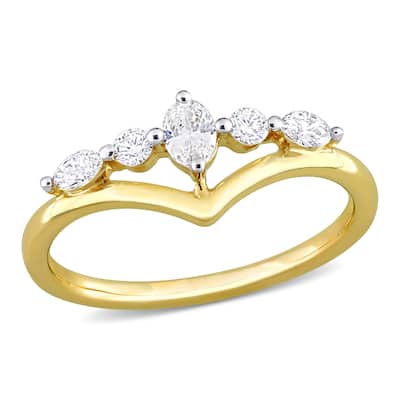 Miadora 1/3ct TDW Multi-shape Diamond Ring in 14k Yellow Gold