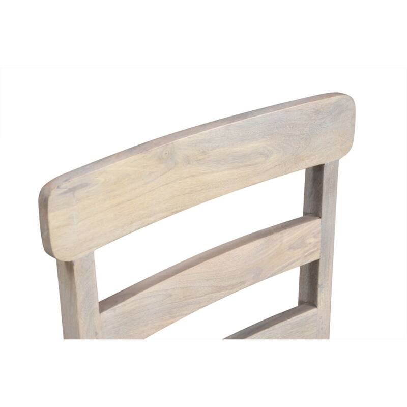 Set of 2 White Wooden Armless Dining Chairs with Ladder Back and for Kitchen or Dining Use - 39.5”H x 17.5”W x 17.5”D