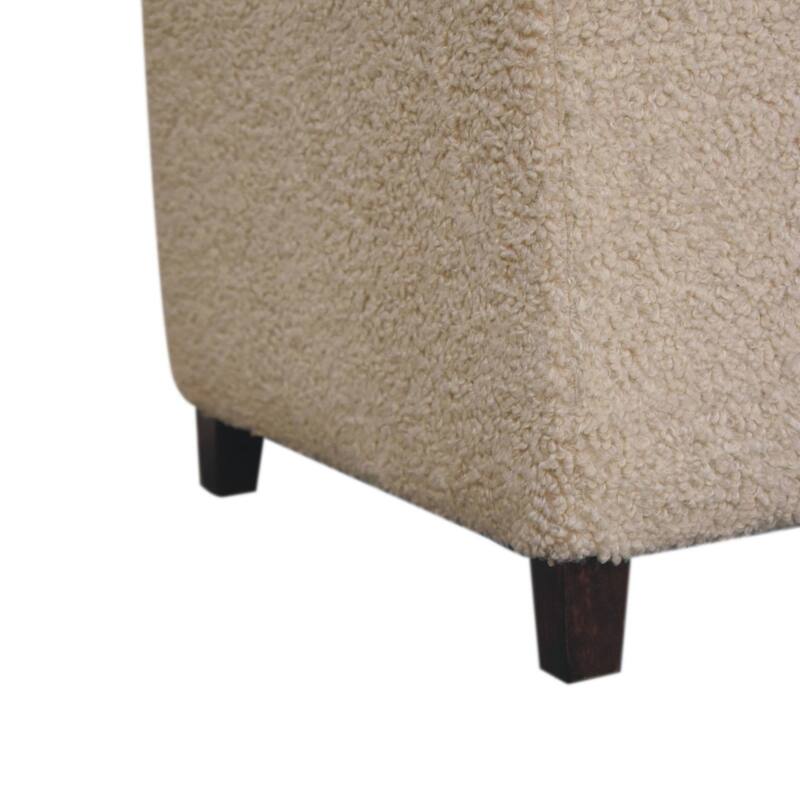 Artisan Furniture Solid Wood Bliss Cream Bouclé Ottoman