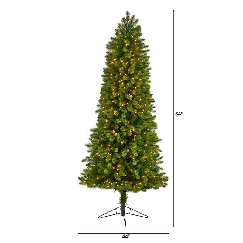 7' Slim Virginia Spruce Artificial Christmas Tree with 500 Warm White (Multifunction) LED Lights