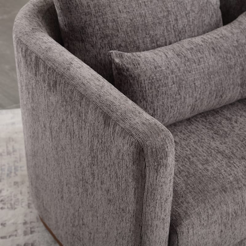 Dark Gray Modern 31.5" Chenille Upholstered 360° Swivel Accent Chair with Sturdy Hardwood Frame for Living Room