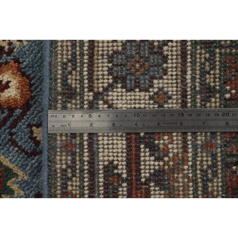 Hand Knotted Oriental 100% Wool Carpet Traditional Medallion Navy Blue & Blues Heriz (serapi) Area Rug - 5' 10'' X 4' 0''
