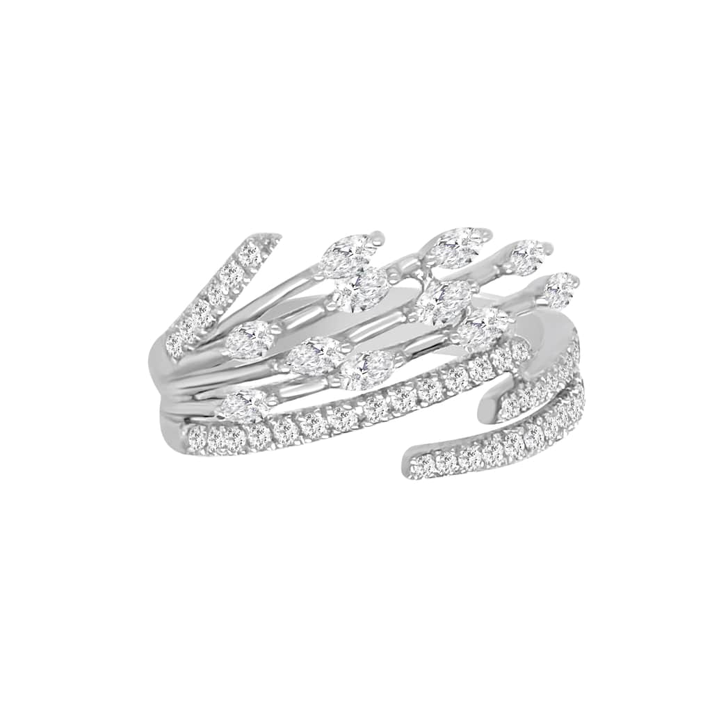 Auriya 14k Gold Lab Grown Marquise and Round Diamond Feather Bypass Ring 0.60 ct. tw. (F-G, VS)