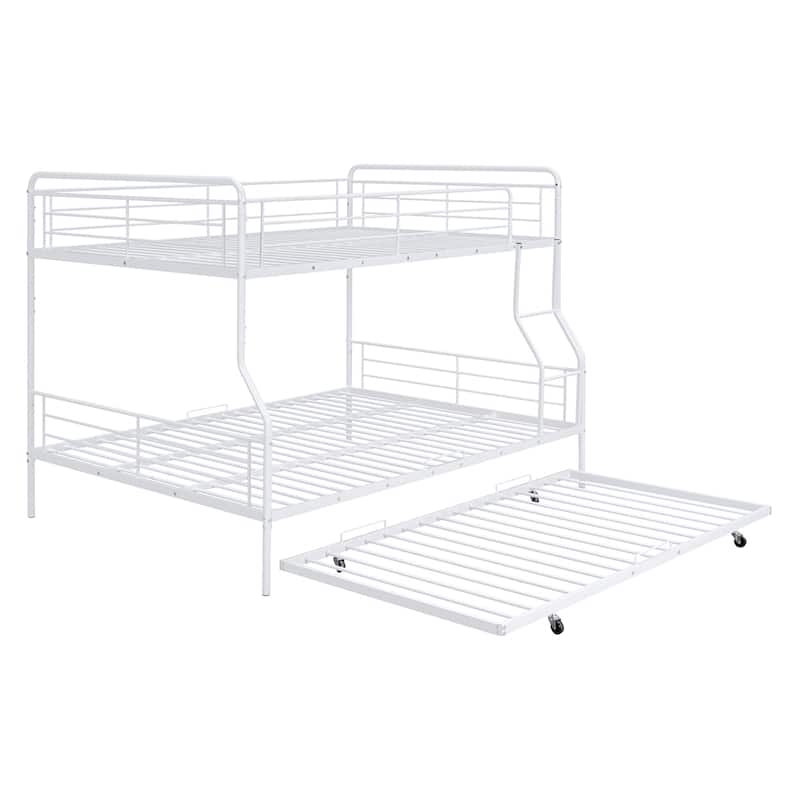 Full XL Over Queen Metal Bunk Bed with Twin Size Trundle