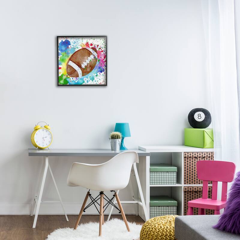 Stupell Vivid Splash & Football Framed Giclee Art Design By Kim Allen