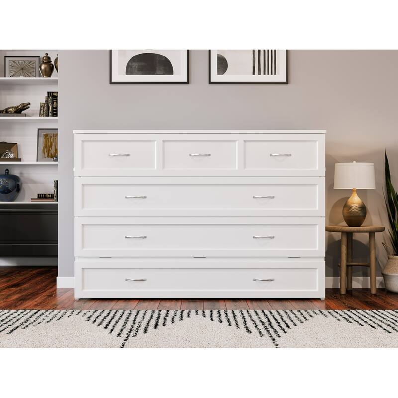 AFI Northfield Murphy Bed Chest with 6" Mattress, Storage Drawer & Built-In Charger