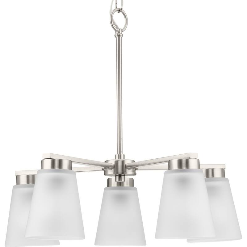 Tanner Collection Five-Light Brushed Nickel Transitional Chandelier - 20.5 in x 20.5 in x 21.5 in - 20.5 in x 20.5 in x 21.5 in