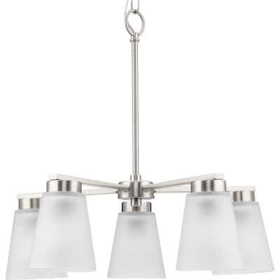 Tanner Collection Five-Light Brushed Nickel Transitional Chandelier - 20.5 in x 20.5 in x 21.5 in