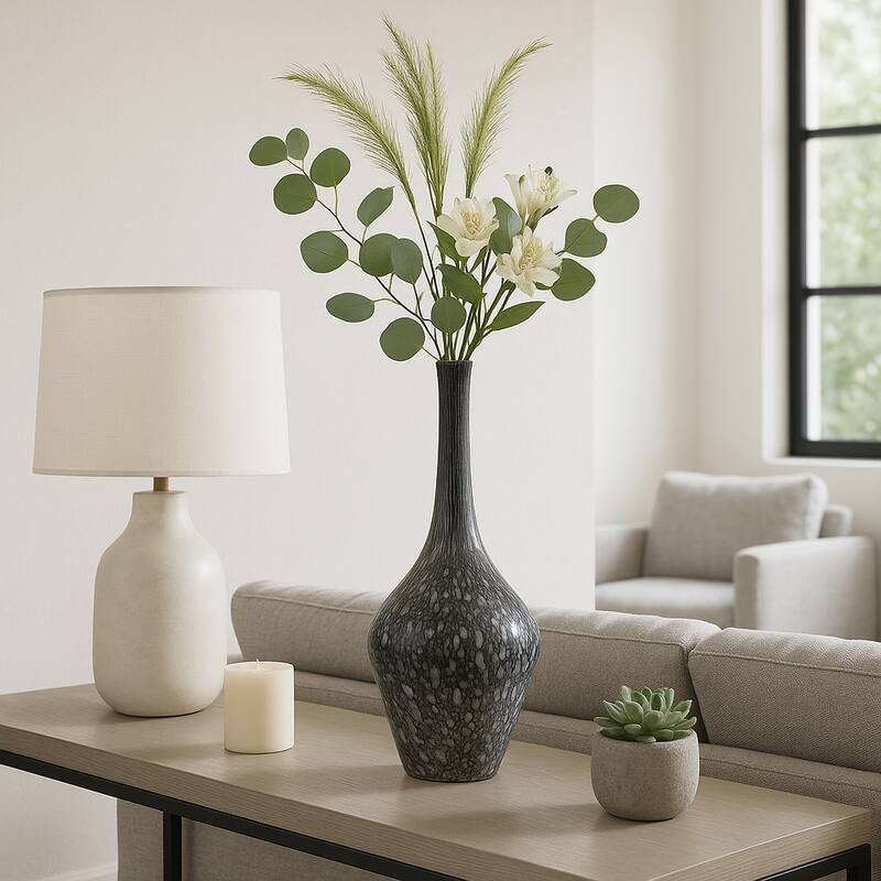 Glass Teardrop Silhouette Bottle - Gray - 21.0"