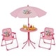 preview thumbnail 1 of 4, 4 Pieces Kids Picnic Set with 2 Folding Chairs and Height Adjustable Umbrella-Light Green