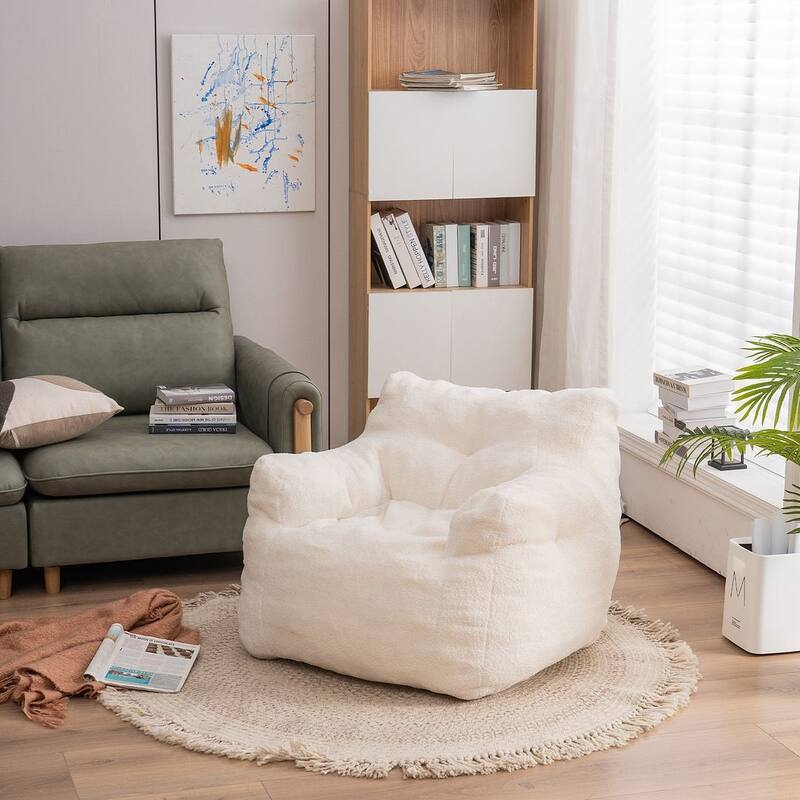 Modern & Elegant Bean Bag Chair | High Resilience Foam | Teddy Fabric or Cotton Linen | Versatile Lounge Seating