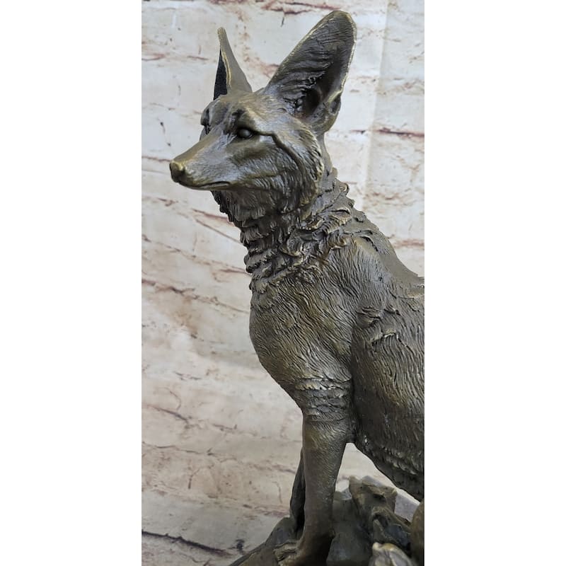 Signed Original Hot Cast Imitative Fox Shy Animal Bronze Sculpture By Williams Figurine