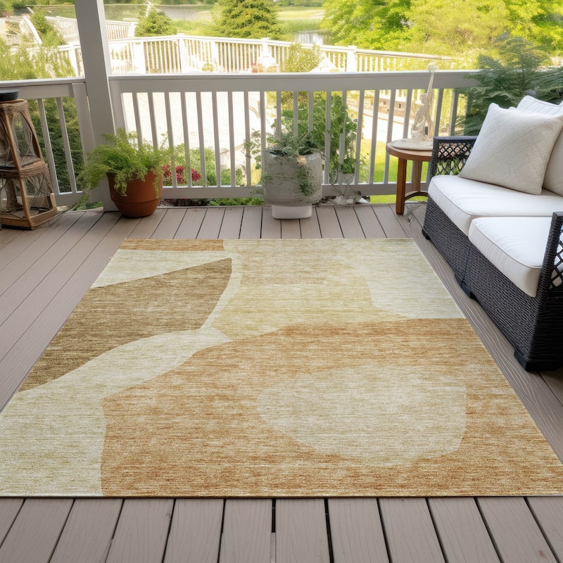 Machine Washable Indoor/ Outdoor Chantille Modern Abstract Rug