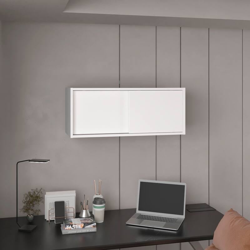 Wall Cabinet with Sliding Doors , Wall Shelf, Storage Cabinet, Bedroom, Office, Living Room, Garage