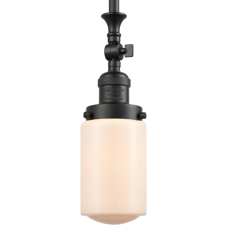 Innovations Lighting Dover 5" Wide Mini Rod Hung Adjustable Pendant - Matte Black / Matte White Cased