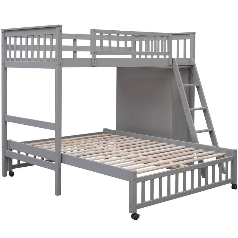 Twin over Full Bunk Bed with Six Drawers and Flexible Shelves
