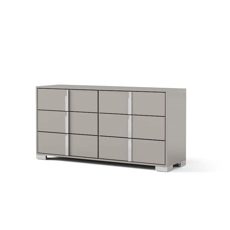 Furniture of America Erina Modern 3-Piece Glossy Dresser and 2 Nightstand Bedroom Set