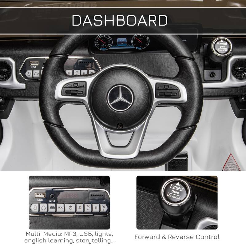 Licensed Mercedes Benz G500 Kids Ride-On Car with Remote Control, Music & Safety Features - White