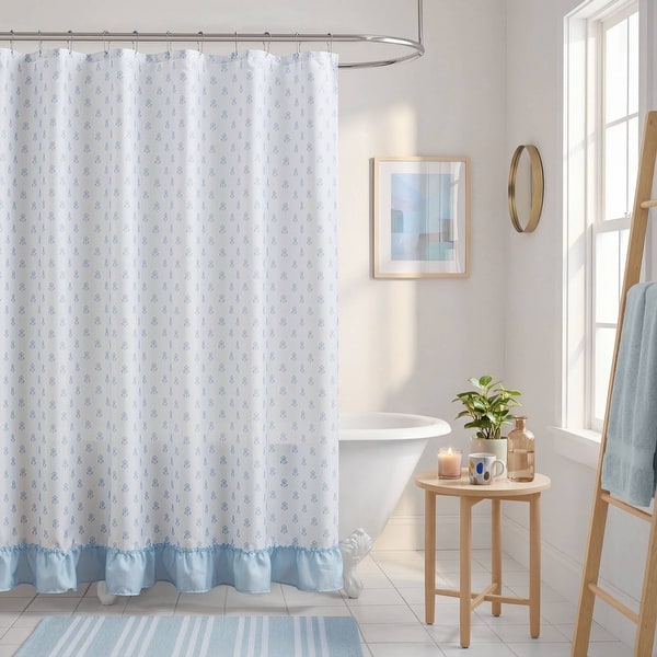 Intelligent Design Savanna Floral Ruffle Shower Curtain Set