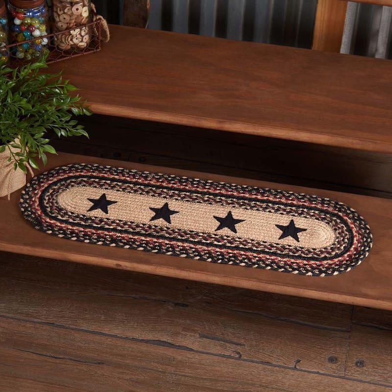 Colonial Star Jute Stair Tread Oval Latex 8.5x27 Americana - 8.5x29 - 8.5x29 - Tan