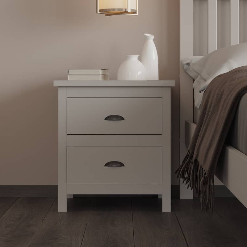 Yes4wood Nightstand with Drawers, Solid Wood