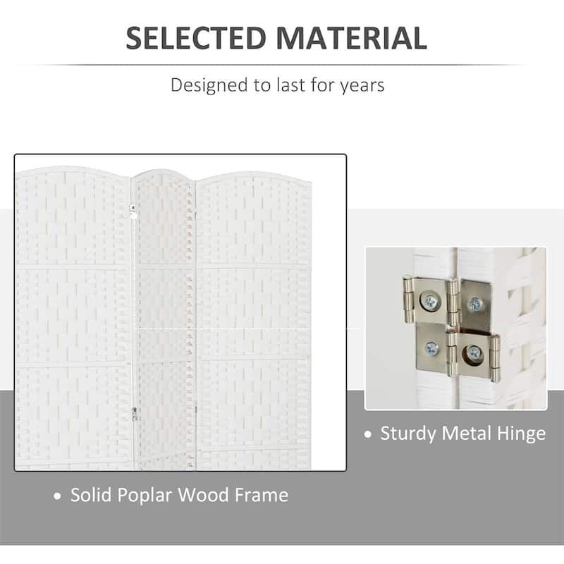 Nature Wood-White Poplar Paper Rope Folding Room Divider with Panels