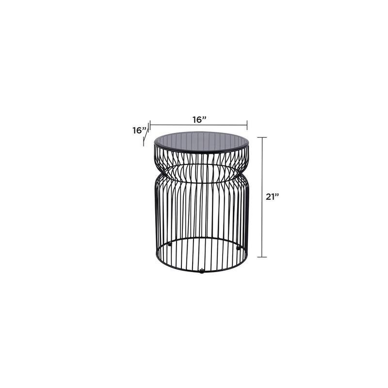 Modern Contemporary Metal Nested base and Tinted tempered glass top material End Table