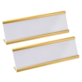 Aluminum Name Plate Holder, 2Pcs W White Blank Engraved NamePlate - Bed ...