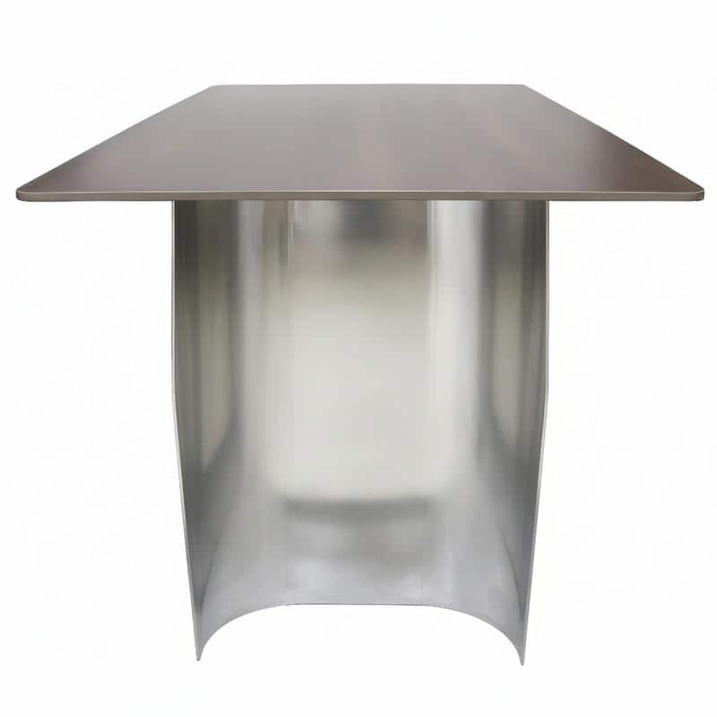Zelan Mid-Century Modern Sintered Stone Dining Table - Rectangular Kitchen Table with Semi-Circular Steel Legs