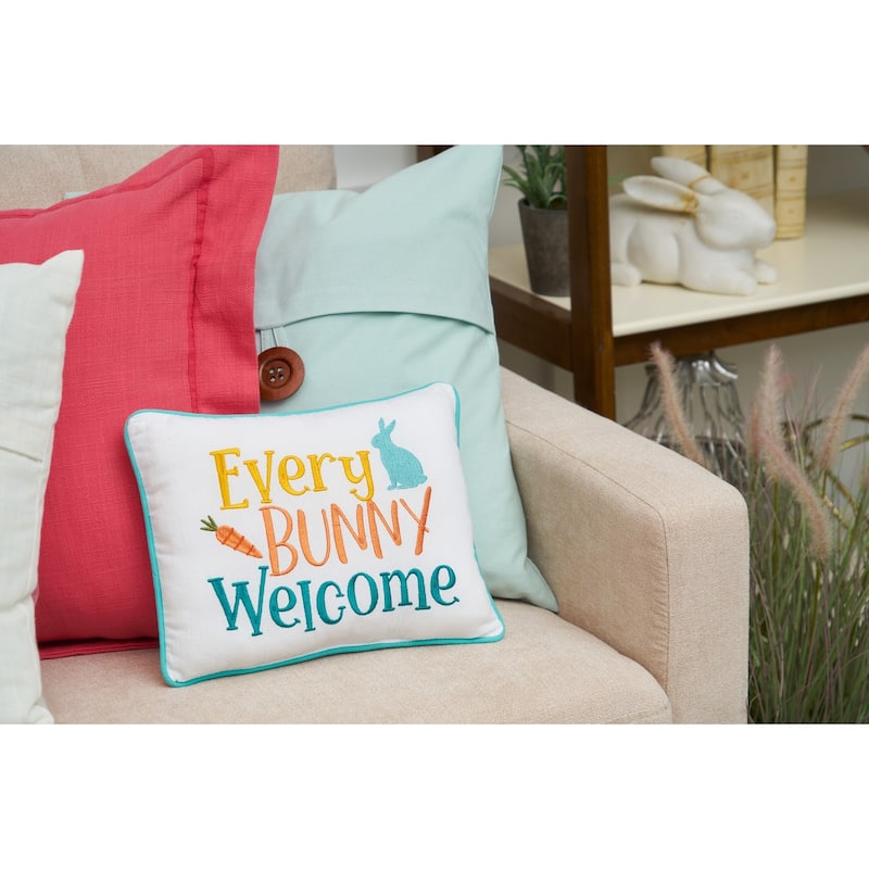 9" x 12" Every Bunny Welcome Embroidered Throw Pillow