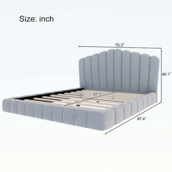 Upholstered Bed Frame with Shell-Shaped Headboard - Bed Bath & Beyond ...
