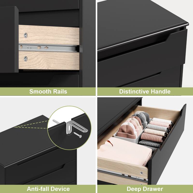 3/4/5/6 Drawer Dresser, Chest of Drawers with Large Storage, Tall Dresser and Organizer Wooden Cabinet