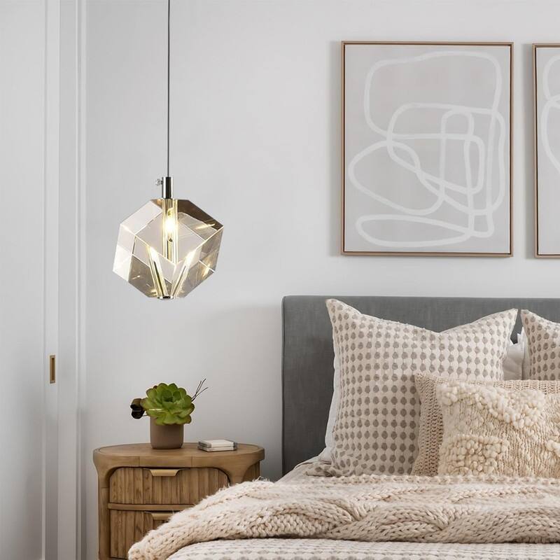 1 Light bulbs light gold bedroom light Crystal, metal hanging lamp