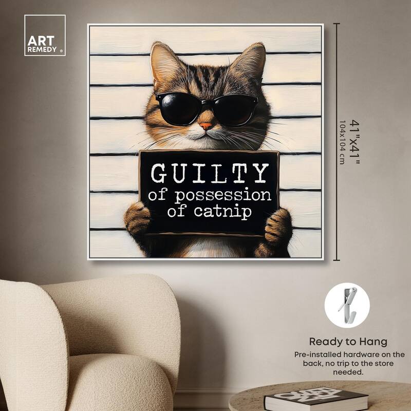 Guilty of Catnip Canvas by Art Remedy