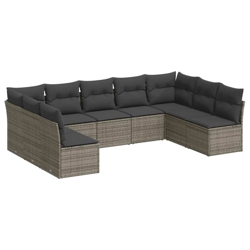 vidaXL Garden Sofa Set Grey PE Rattan Large Adjustable Feet - 24.4 x 24.4 x 27.2