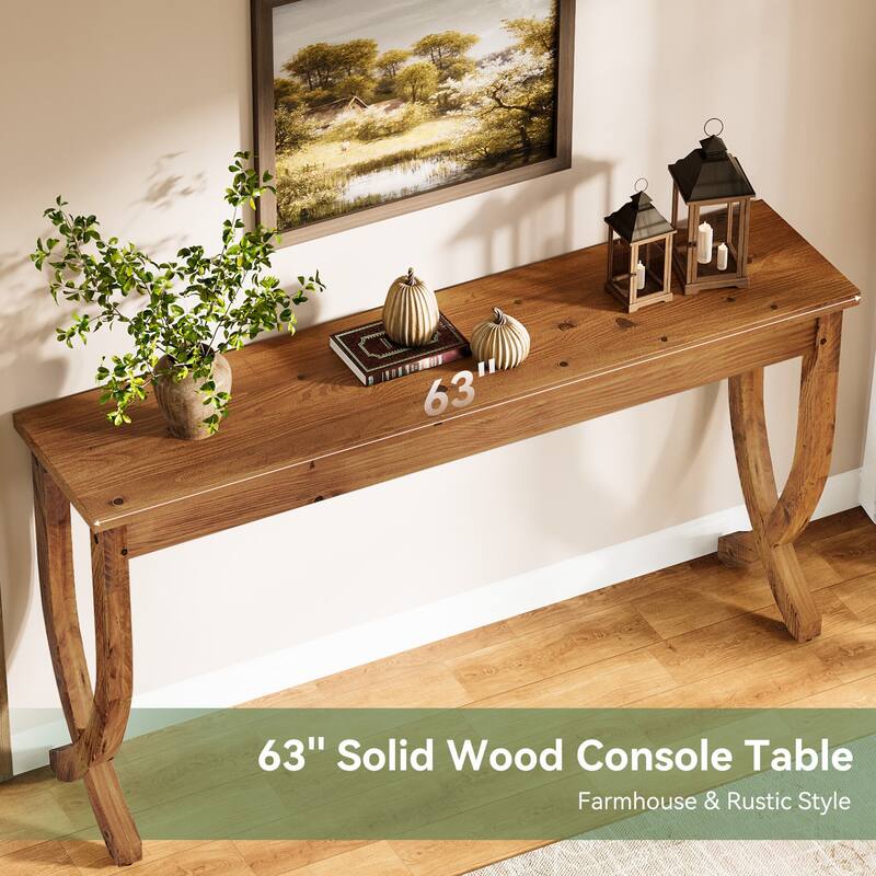 Solid Wood Console Table Farmhouse Sofa Couch Table for Entryway