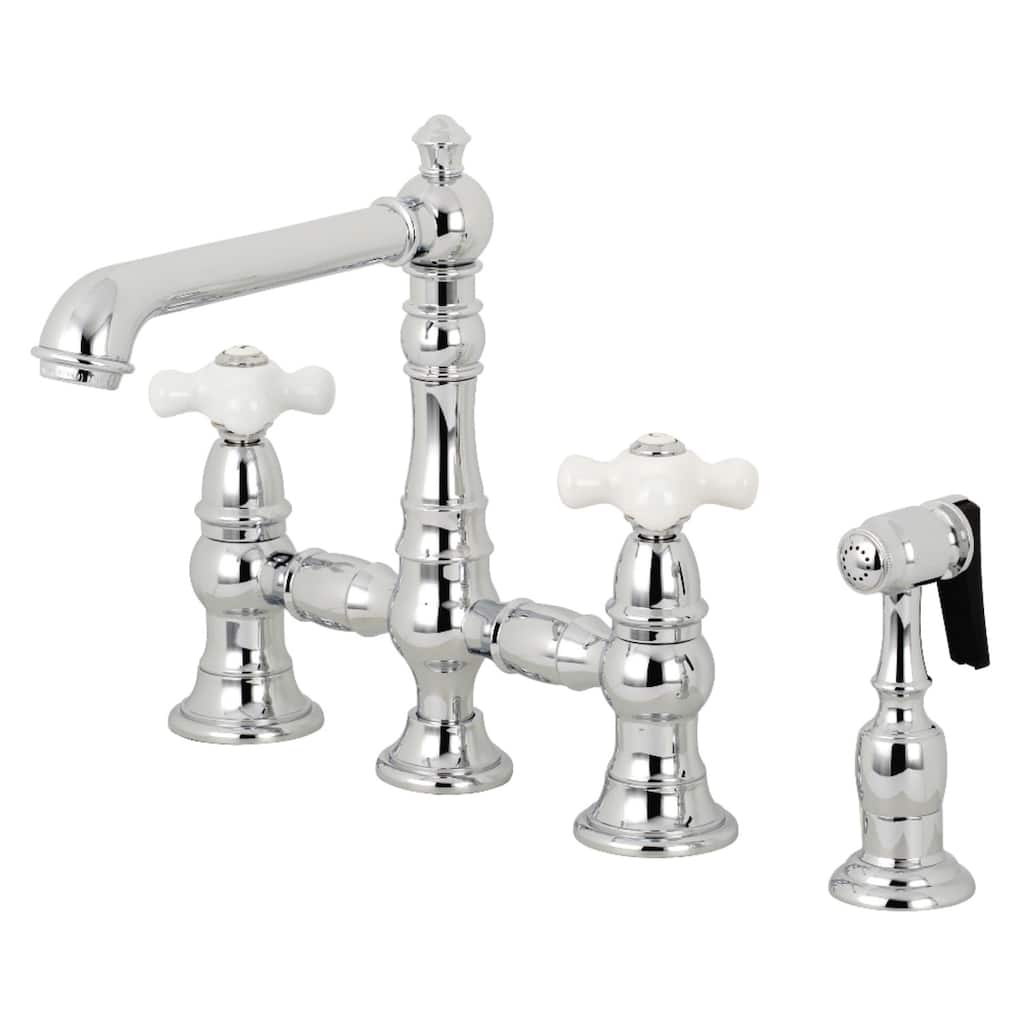 Kingston Brass English Country Bridge Kitchen Faucet with Sprayer