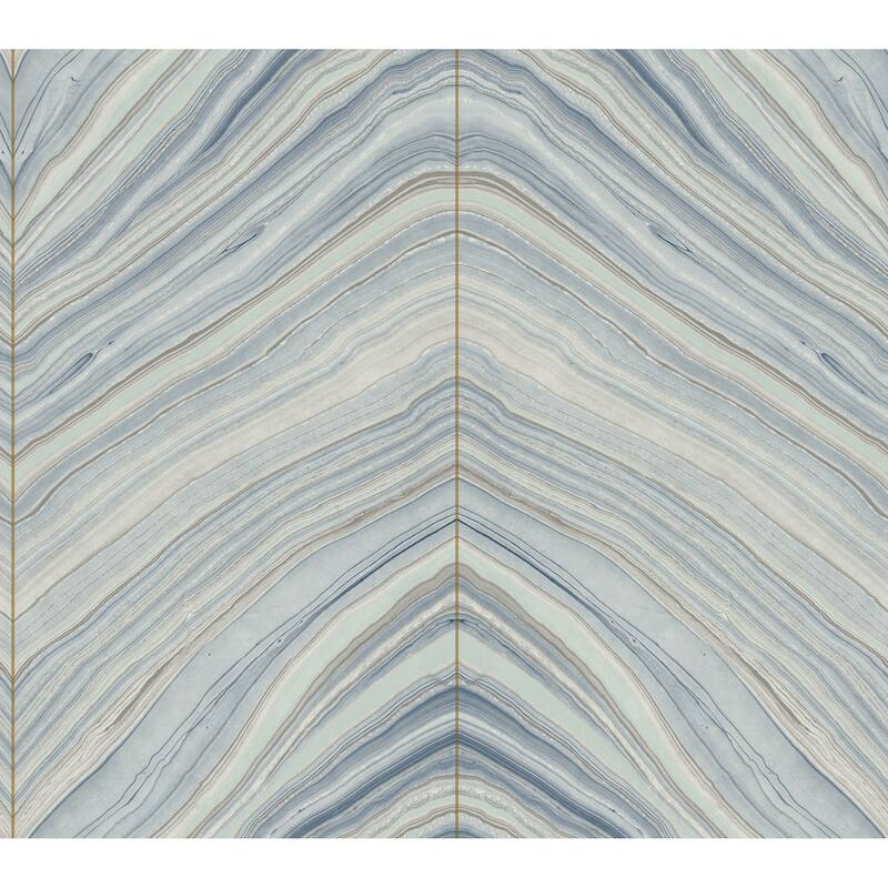 Paul, Onyx Strata Wallpaper, 27 in x 27 ft = 60.75 ft sq, Wallpaper Roll - Blue
