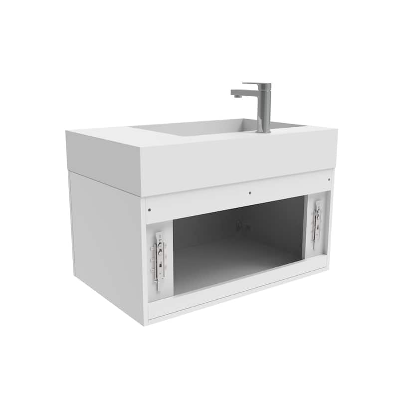 Amazon 30" Wall Mounted Bathroom Left Basin Vanity Set w/ White Top