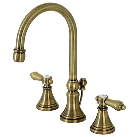 Heirloom Deck Mount Widespread Bathroom Faucet with Brass Pop-Up
