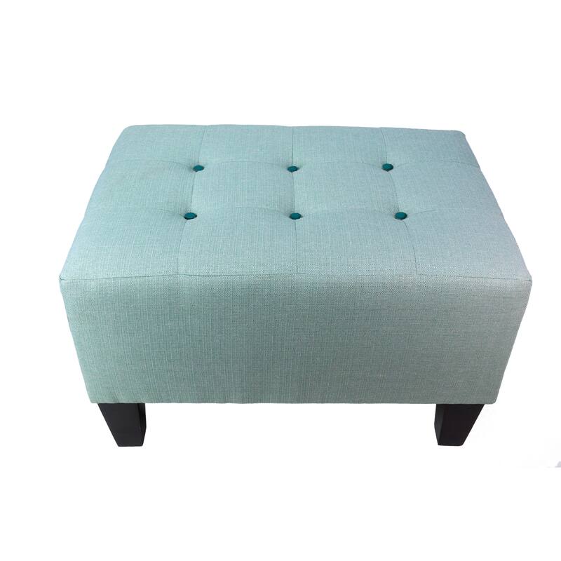 MJL Furniture MAX Squared Decorative Button Tufted Upholstered Sea Mist Firm Ottoman - Turquoise