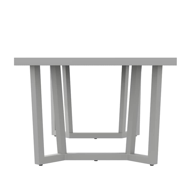 Corvus Kiel Aluminum Outdoor Dining Table with Umbrella Hole, Rectangular Patio Table for 6-8 People