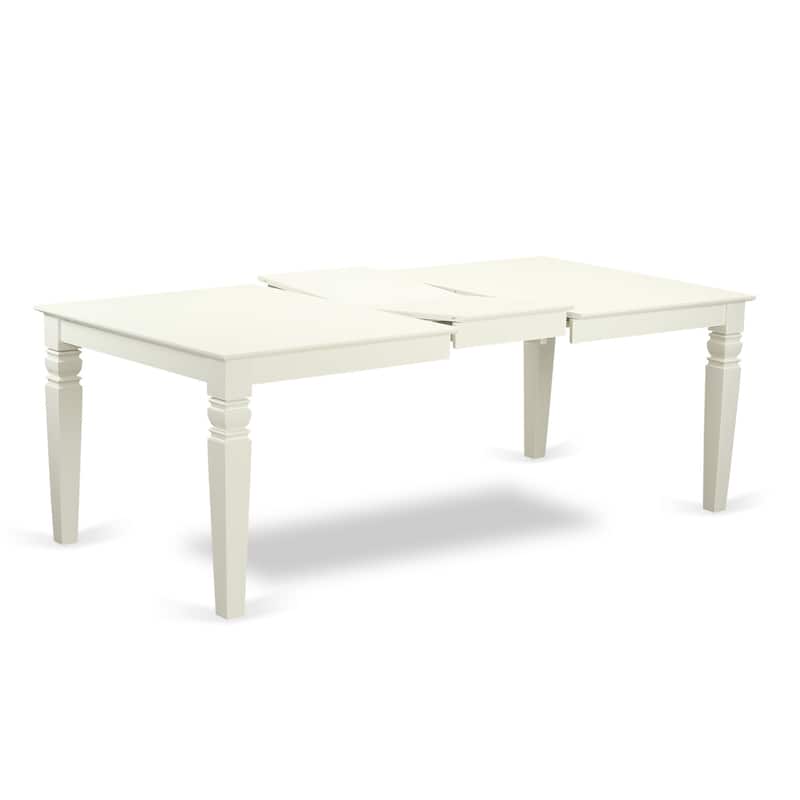 East West Furniture 5 Piece Dining Set- a Kitchen Table and 4 Faux Leather Upholstered Chairs, 42x84 Inch, Linen White